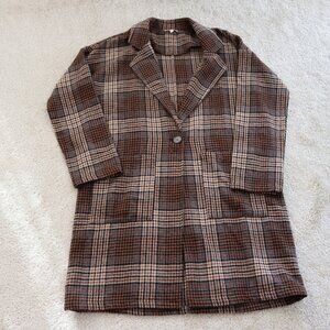 Mystique Boutique Brown Plaid Blazer